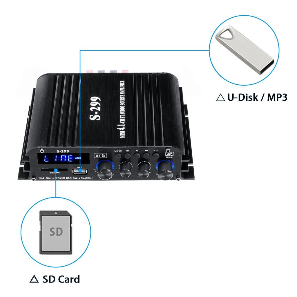1600 Вт 4.1-канальный Bluetooth стерео Hifi автомобильный домашний кинотеатр усилители DC12V звук аудио усилитель автомобильный звук динамик цифровые усилители