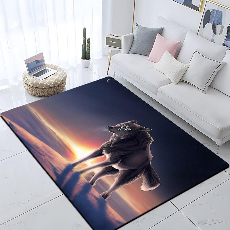 Art Animal Wolf 3D Print Carpets for Living Room Bedroom Decor Carpet Soft Flannel Home Bedside Floor Mat Play Area Rugs Gifts