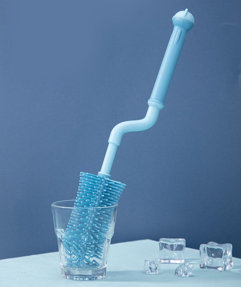 3 шт. щетка для чистки бутылочек для новорожденных, силиконовая вращающаяся на 360 градусов длинная ручка, щетка для чистки соски для бутылочек