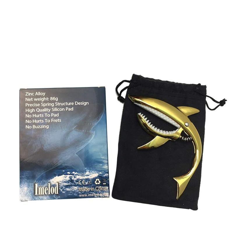 Гитарный каподастр Imelod из цинкового сплава Shark Capo для акустической и электрогитары, приятно держать в руке, безладовый и прочный (Золото)