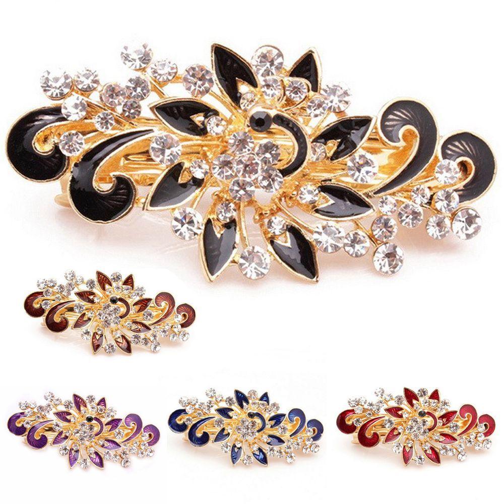 Fashion Headwear Colorful Crystal Hair Clip Peacock Hairpin Shinning Rhinestones Jewelry