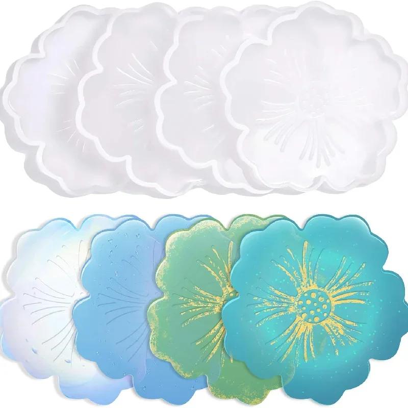 2026 Latest Models DIY Flower Shape Coaster Silicone Mold for Epoxy Resin DIY Handmade Craft Fruit Dish Molds Clay Plaster Mould