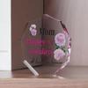 1 Acrylic Block Gift for Mom - Elegant Pink Peonies & Heart Accents, Engraved 'Mom Happy Holidays I Love You Forever' - Modern Decorative Keepsake