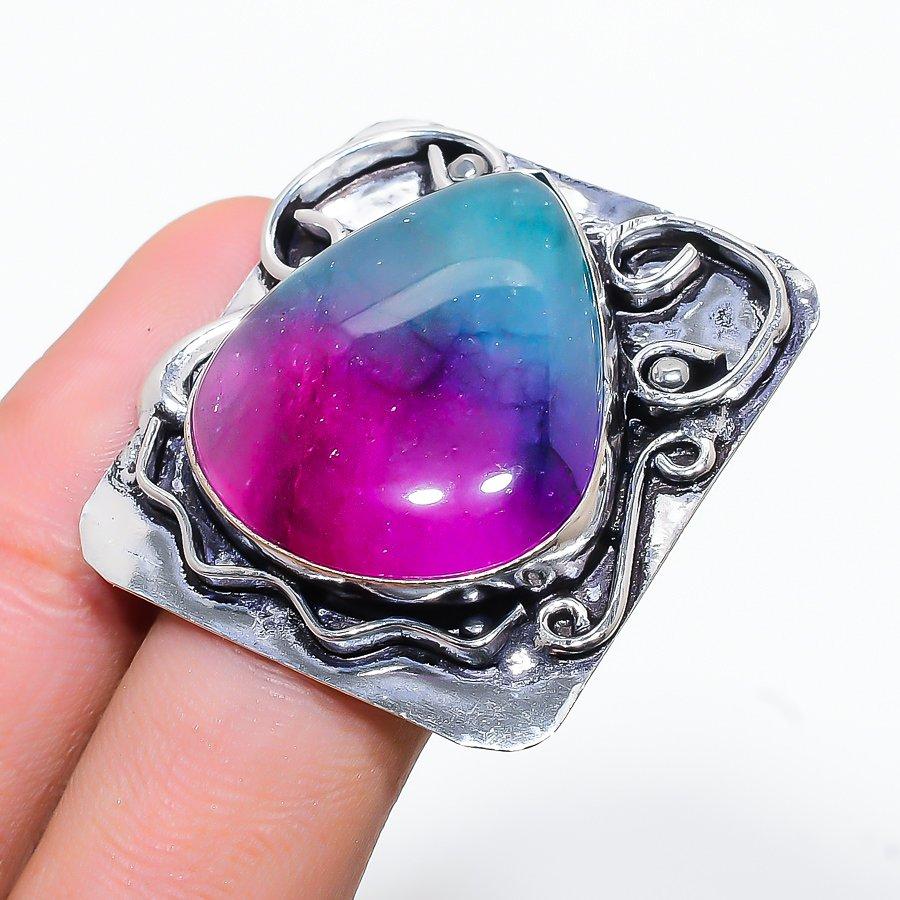 Rainbow Solar Quartz Gemstone 925 Sterling Silver Gift Jewelry Ring Size 9