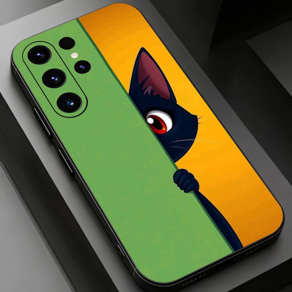 Black Cat Phone case for Samsung Galaxy S24,25,26,23 22,21,S20 Plus Ultra FE soft fundas cases