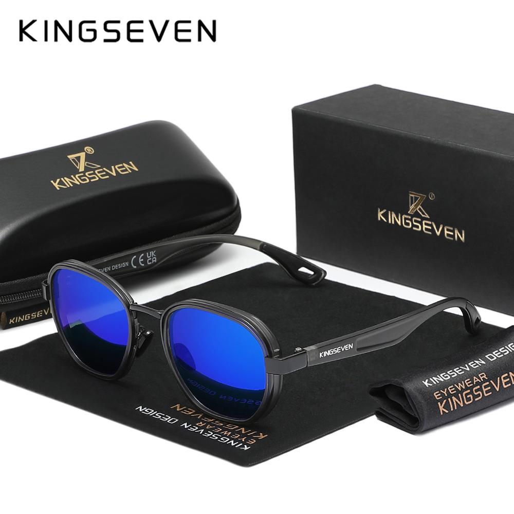Бренд KINGSEVEN Оригинальные Солнцезащитные Очки Мужские Поляризационные UV400 Роскошные Женские Очки Мужские Для Улицы Круглая Рамка Повседневные Модные Очки