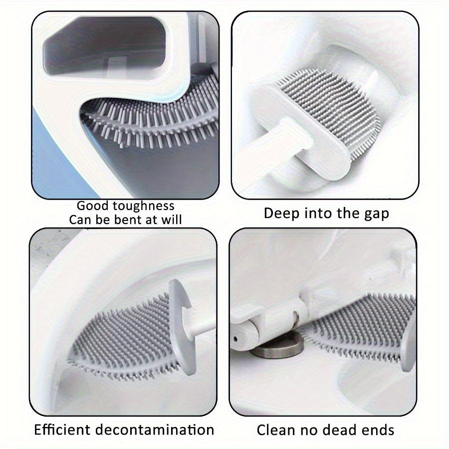 Силиконовая туалетная щетка с настенным контейнером для хранения - Плоская конструкция головки, Подходит для уборки ванной комнаты и кухни, Прочный силиконовый материал