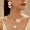 Metal Flower Jewelry Set Exaggerated Pendant Jewelry Suit Flower Necklace Earrings Set  Party