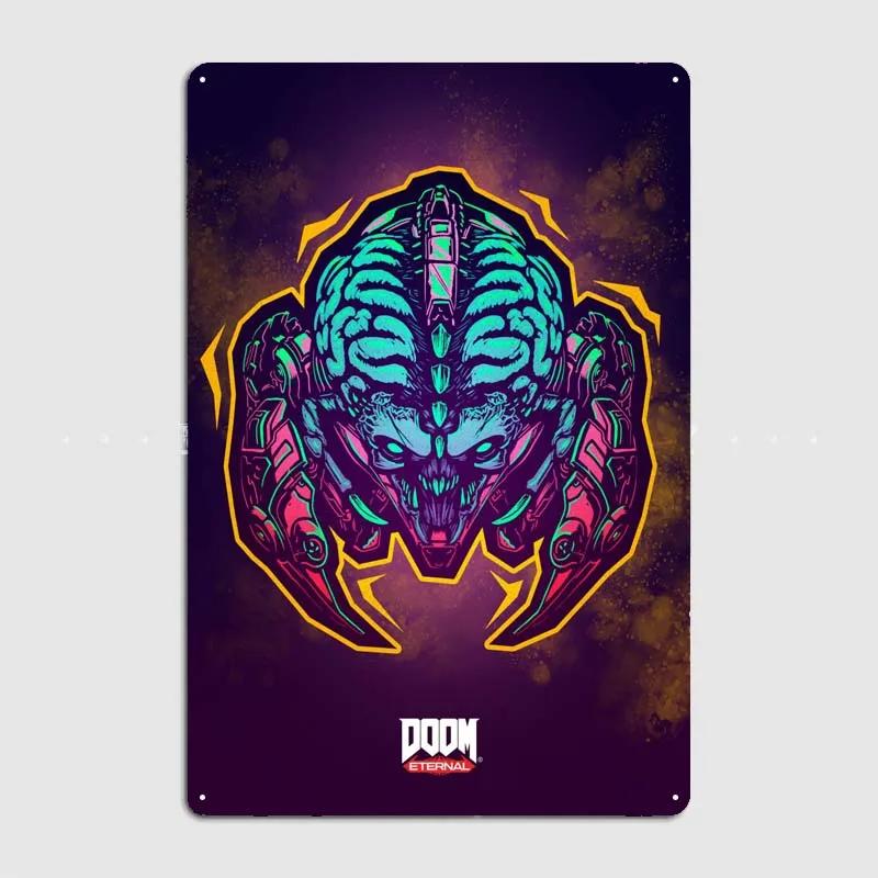 Плакаты Doom Аксессуары для украшения дома Игровые таблички Настенное искусство Винтажная металлическая жестяная табличка для украшения стен комнаты геймера Декор для дома