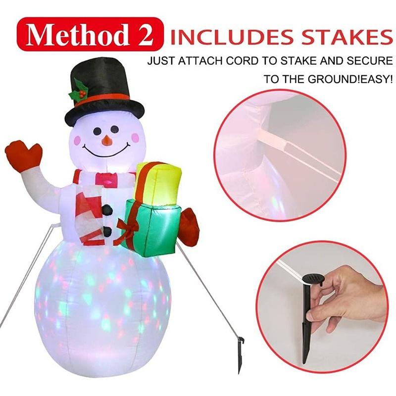 Christmas Inflatable Snowman 1.5m LED Illuminated Light Lantern Model Colorful Rotate Airblown Dolls Toys for Home Party Decor
