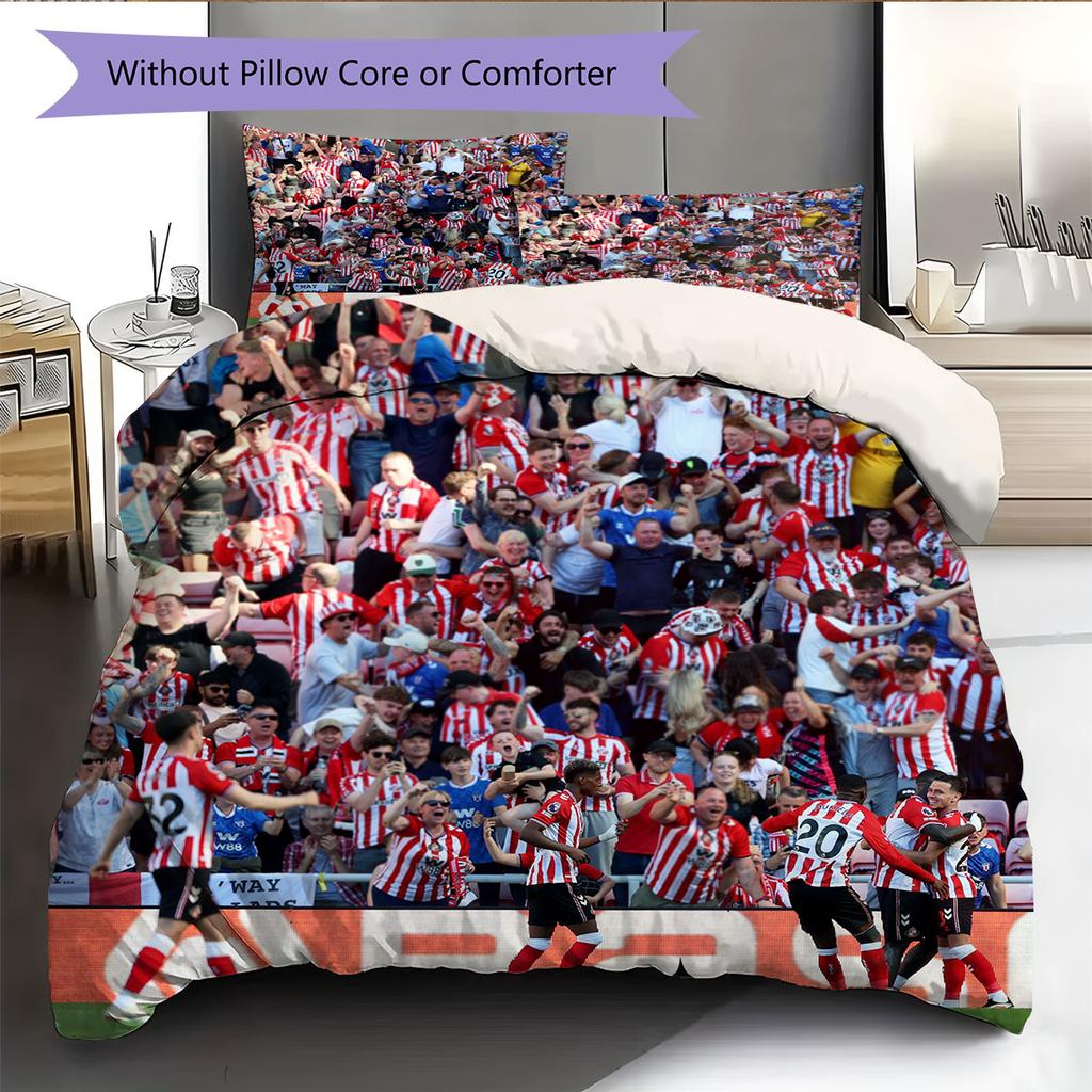 Sunderland AFC Player Pattern Bedding Home Decoration Birthday Gift ( 1 duvet cover + 2 pillowcase, without core),fan merchandise.