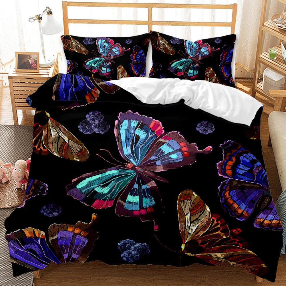 Butterfly Duvet Cover Set Oil Painting Yellow Blue Colour Animals Comforter Cover King Queen For Kid Girl Polyester Bedding Set