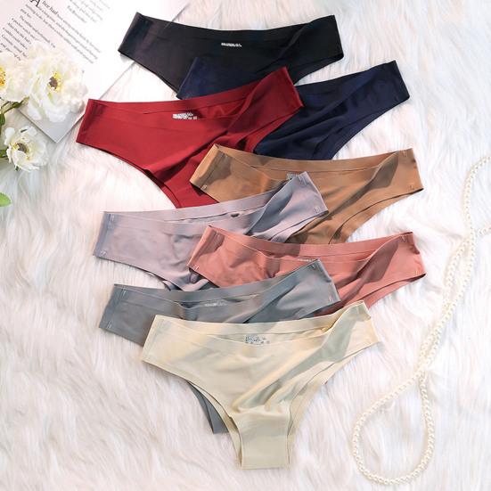Women Panties Seamless Mid Waist Ice Silk Good Breathability Solid Color Slim Fit Thin Quick Dry Casual Sport Underpants Lady Briefs