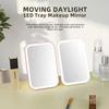 LED Touch Screen Makeup Mirror Folding Mirror Lighted Makeup Mirror 3 Colors Light Modes USB Rechargeable Cosmetic Mirror Tools