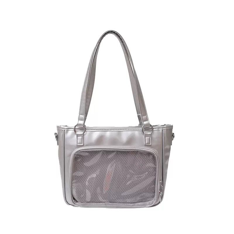 JIAERDI Harajuku Aesthetic Black Itabag Women Heart Bow Casual Shoulder Backpack Ladies Jk Uniform Transparent Handbag Wallet