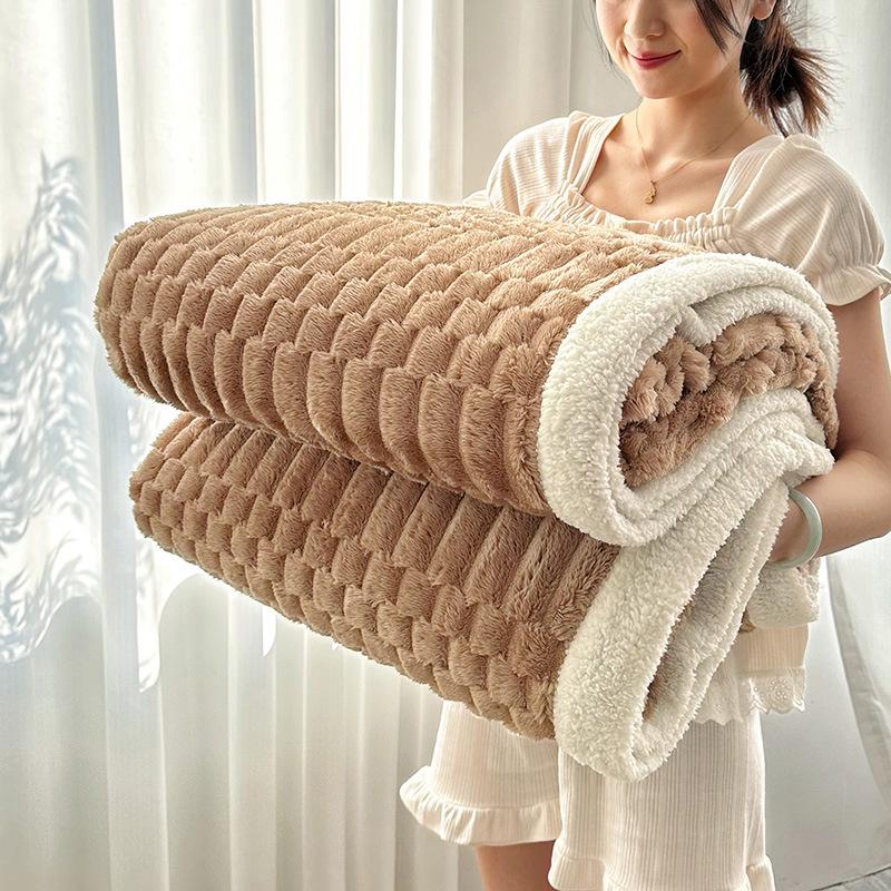 Жаккардовый плед из овечьей шерсти Ruyi 'Золотая черепаха', утолщенный полосатый диванный плед для сна