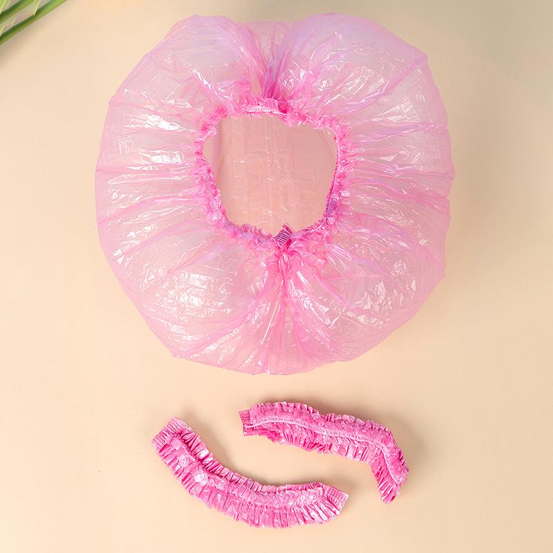 80pcs Waterproof Disposable Shower Cap Women's Shower Cap Head Cover Elastic Mouth Strip Plastic Pe Thickened Hair Dye