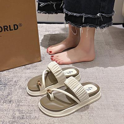 CRLAYDK летние женские удобные шлепанцы для ходьбы складные сандалии на платформе домашняя нескользящая обувь с ремешками для отдыха на пляже тапочки