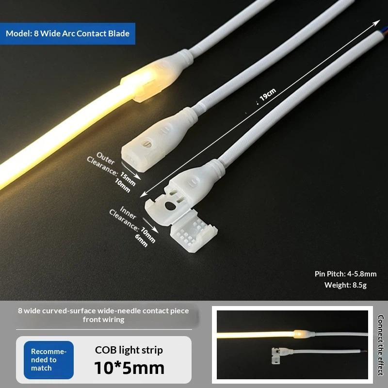 5PCS 2PIN LED Strip Connection Cable 220V AC Fits 4MM X 10MM COB Strip for Indoor Window Decor Lighting