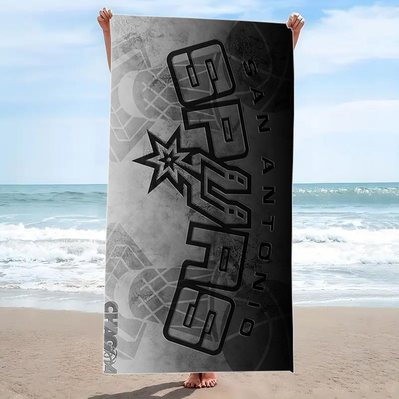 SA Spurs Print Beach Towel, Large Soft Quick Dry Towel for Beach Camping Swimming