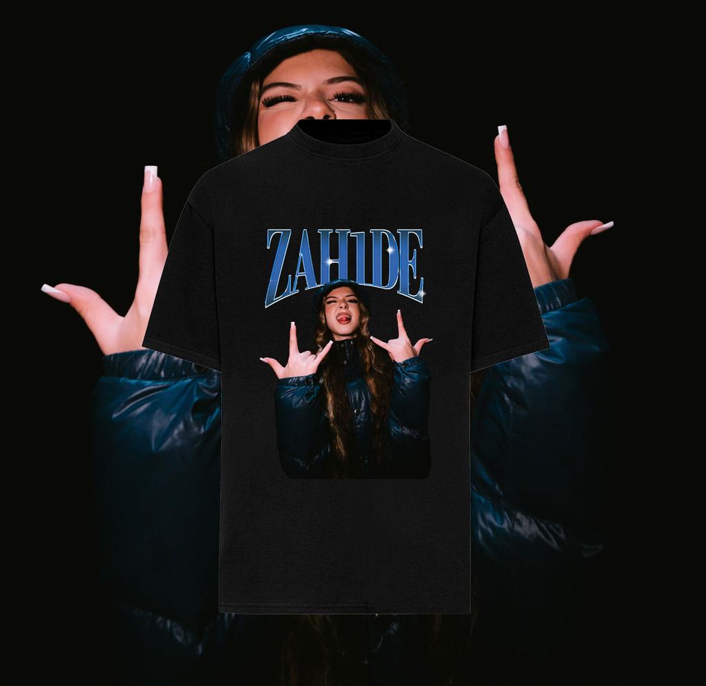 Trendy German Singer Zahide Print T-shirt Short Sleeves Cotton Oversized Merch Tee Tik Tok Ins Star Men Women Unisex Black Tees