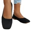 Large Size Spring New Flat Bottom Square Head Foot Cover Shallow Mouth Single Shoes Women's Knitted Fashion Versatile Shoes