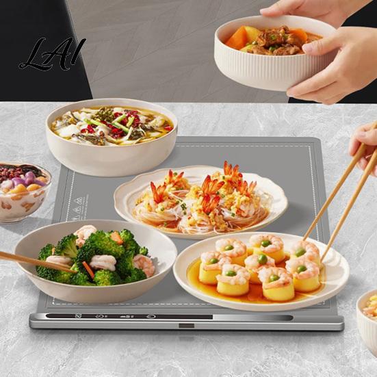 Portable Silicone Heat Mat Electric Food Warming Mat 250W Flexible Roll-up Tray with 8 Adjustable Temperature Levels And Waterproof Countertop Pad 6