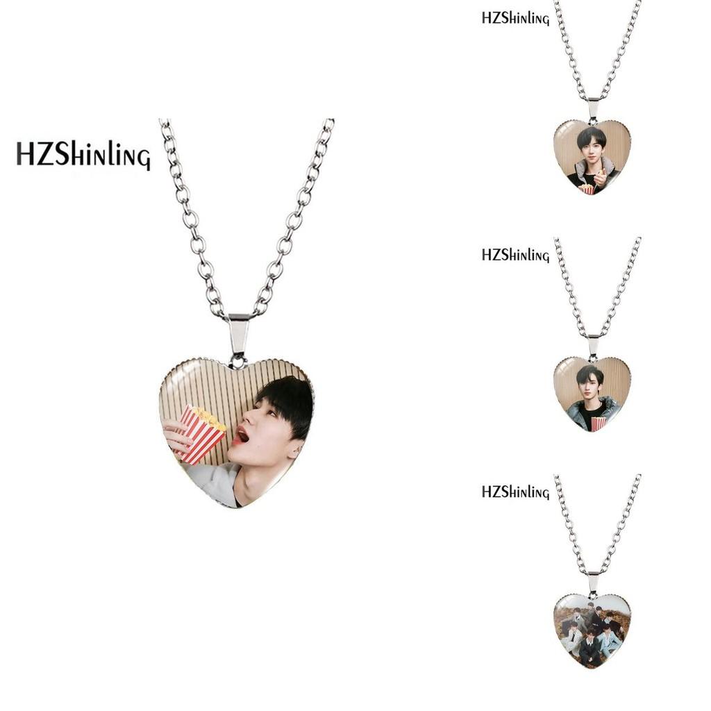 Bts Park Jimin Heart Shaped Pendant Necklace With Timeless Gemstone Charm In Alloy