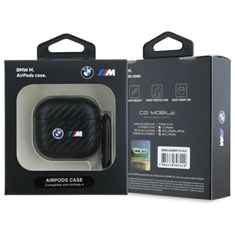 Bmw Carbon Double Metal Logo - Etui Airpods 4 (Czarny)