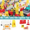 Kids Cognition Early Teaching Road Signs Road Block Fences Street Scene Model Mini Traffic Cones