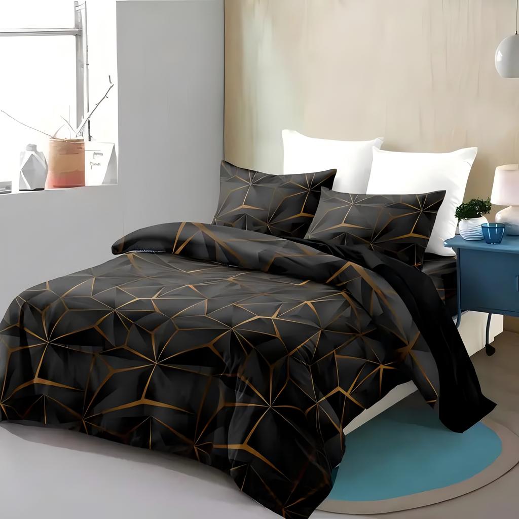 Geometric Line Grid Pattern 3d Print Quilt Cover All Season Soft Bedding Cover Pillowcase Luxury Home Textiles Duvet Cover Sets