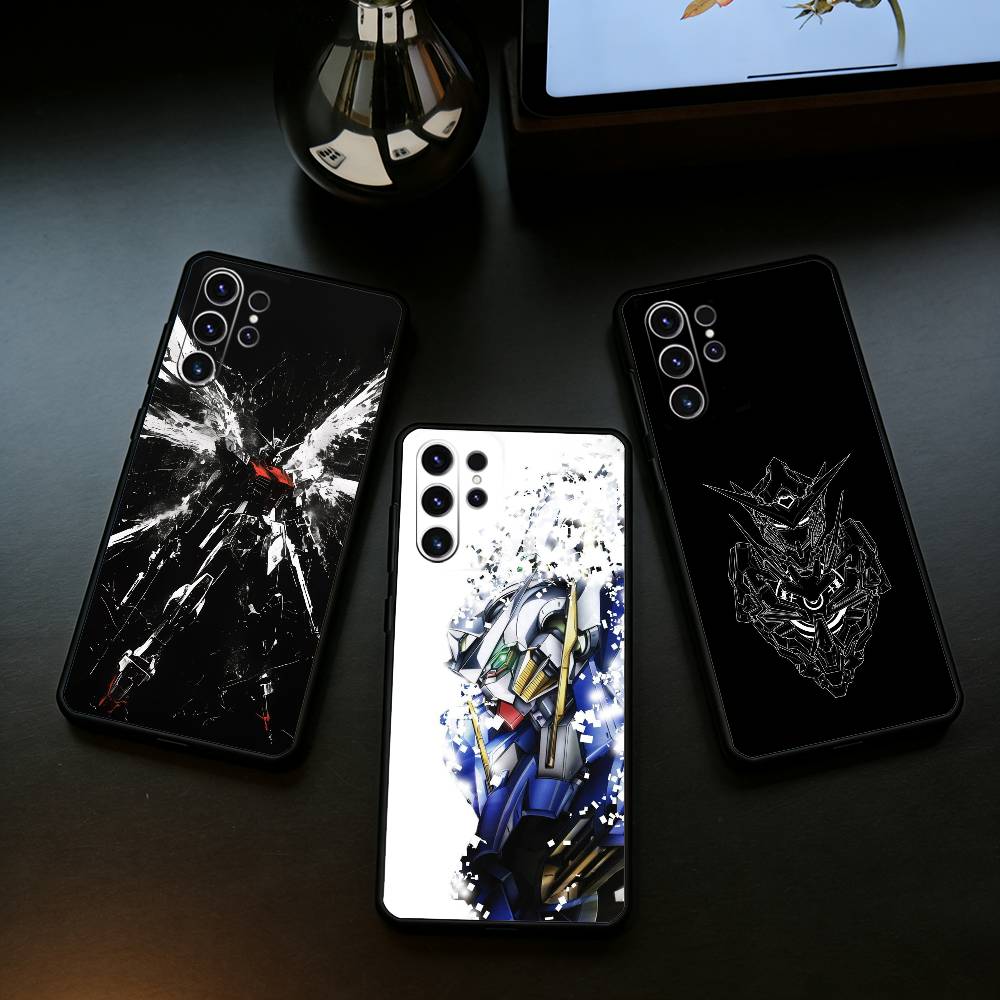 Чехол для телефона Gundam Anime для Samsung S26, S25, S24, S23, S22, S21, S20, Ultra, Plus, FE Черный Мягкий Чехол