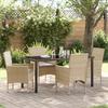 vidaXL 5-piece Garden Dining Set with Beige Poly Rattan Cushions 3379796