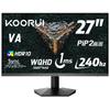 KOORUI Gaming Monitor 240Hz PC Monitor 27 Inch WQHD 1ms Display Game Monitor PIP Adaptive Sync Compatible HDMIX2 DP VESA Eye Care GN05 G-SYN