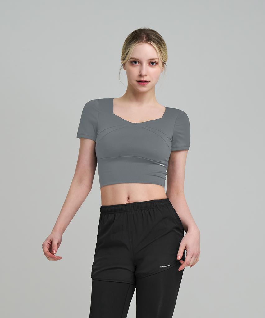 DOWNBLOW Women'S Sports Soft Tension Crop Short Sleeve (Removable Pads) Dbc 1903W