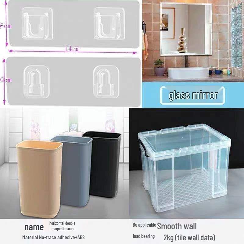 Многослойная клейкая настенная полка для хранения с прозрачными крючками для ванной комнаты