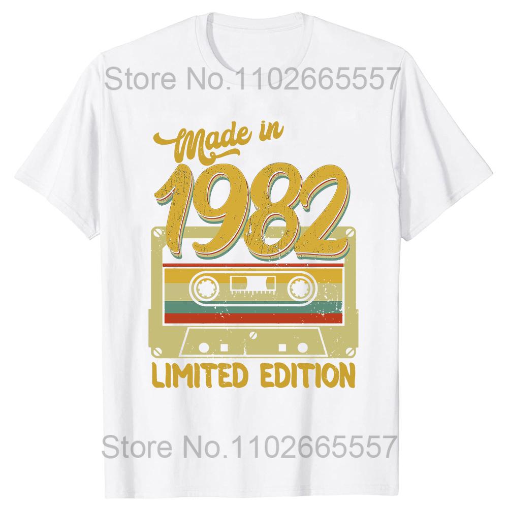 Funny Made In 1982 Limited Edition 42 Years Of Being Awesome T Shirts Summer Cotton Streetwear Birthday Gifts Tshirt Unisex