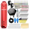 Wormhole Tattoo Kit Tattoo Gun Kit Tattoo Machine Kit Beginner Tattoo Gun 20 Color Ink Power Supply Tattoo Pen Kit Red