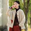 Women Chinese Style Stand Long Sleeve Solid Color Coats Winter Button Pockets Coats