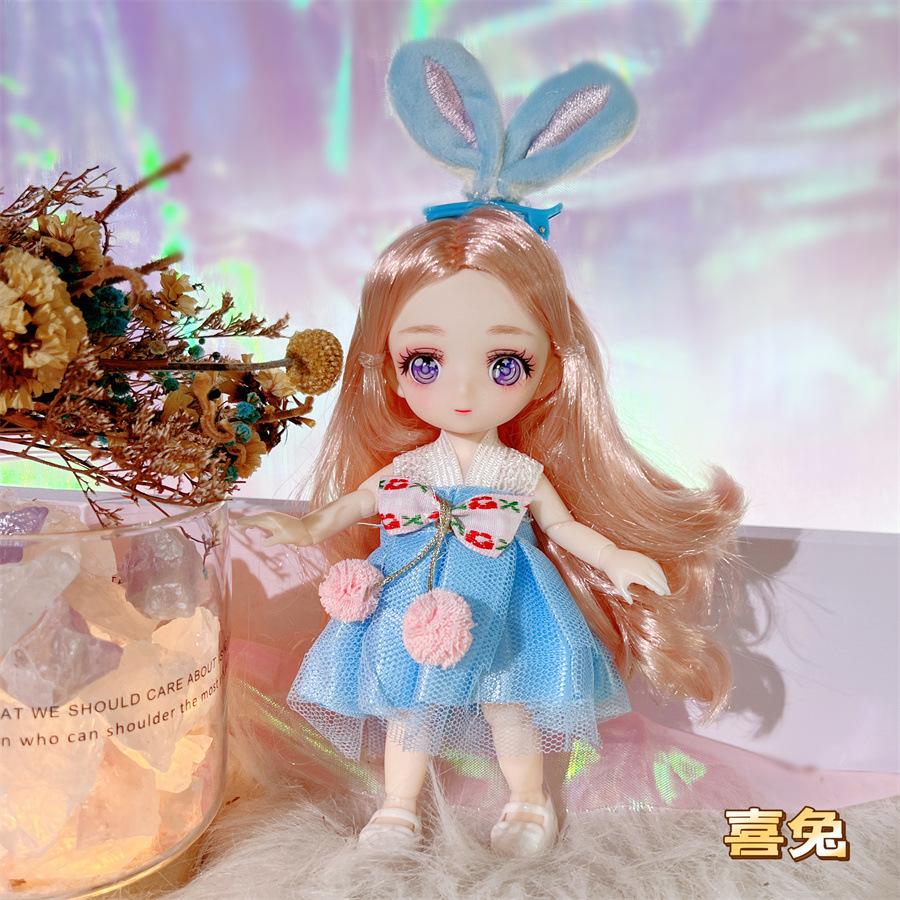 16 см 3D Комиксные Глаза Девочка Принцесса BABI Кукла Игрушки 1/8 BJD Суставы Подвижные Красивая Одежда Белая Кожа Детские Игрушки для Переодевания Подарки
