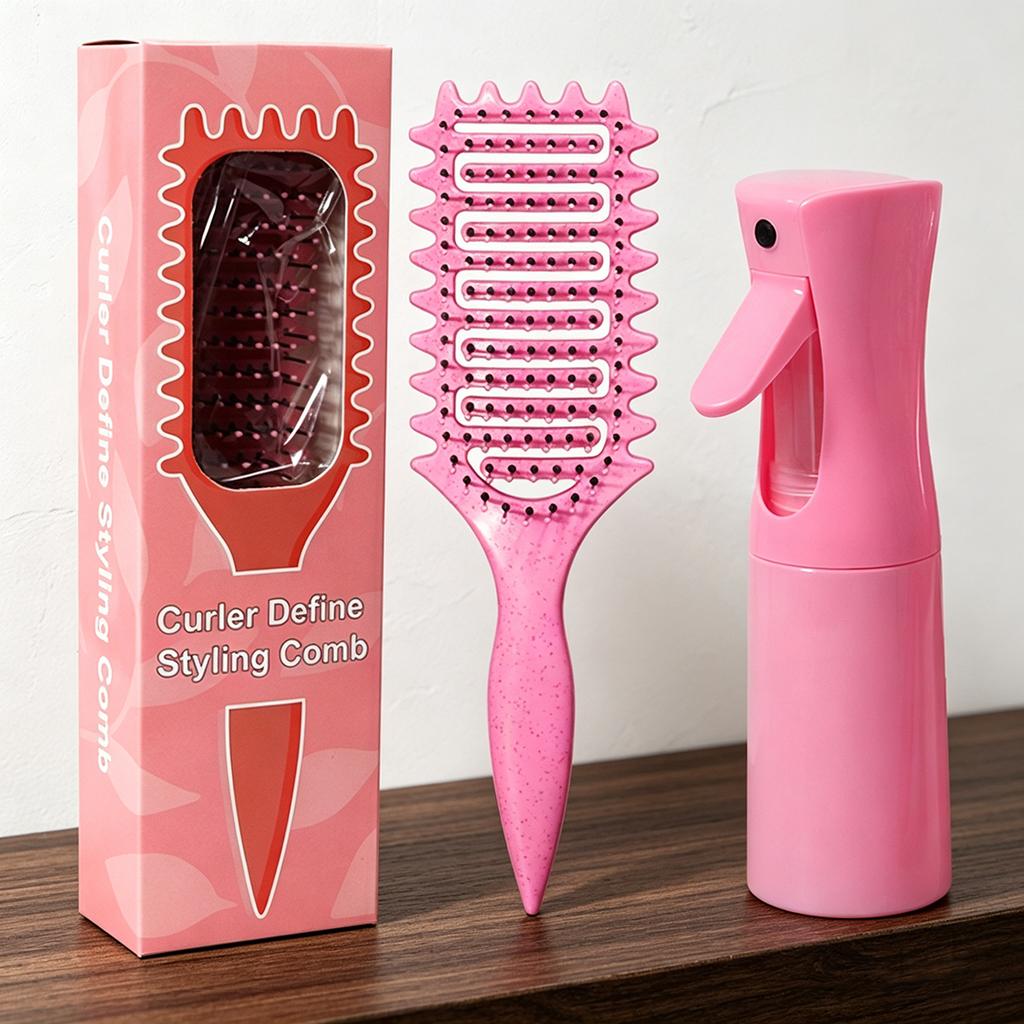 2 pieces/set of modeling tool set, with spray bottle and hollow comb, to gently comb hair, suitable for home and hair salon use