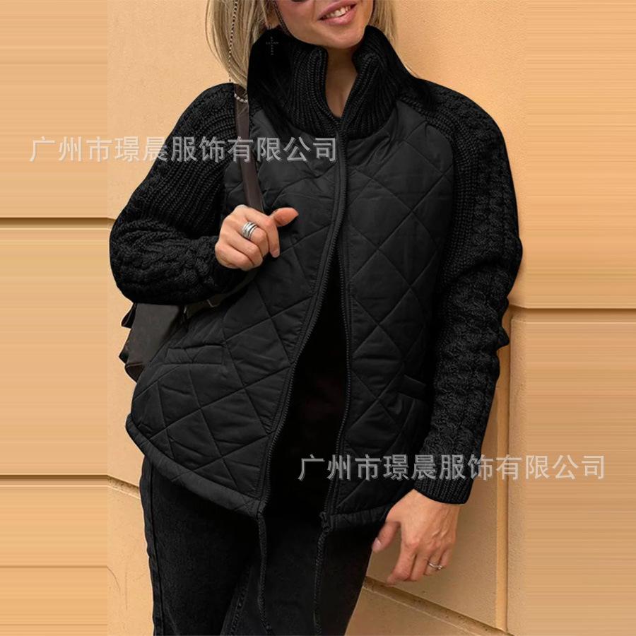 Autumn and winter new European and American fashion cardigan zipper long-sleeved stand-up collar women's jacket cotton clothes