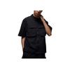 Solid Color 3D Pocket Zip-Up Short Sleeve Shirt Men Tops Black DX9650-010
