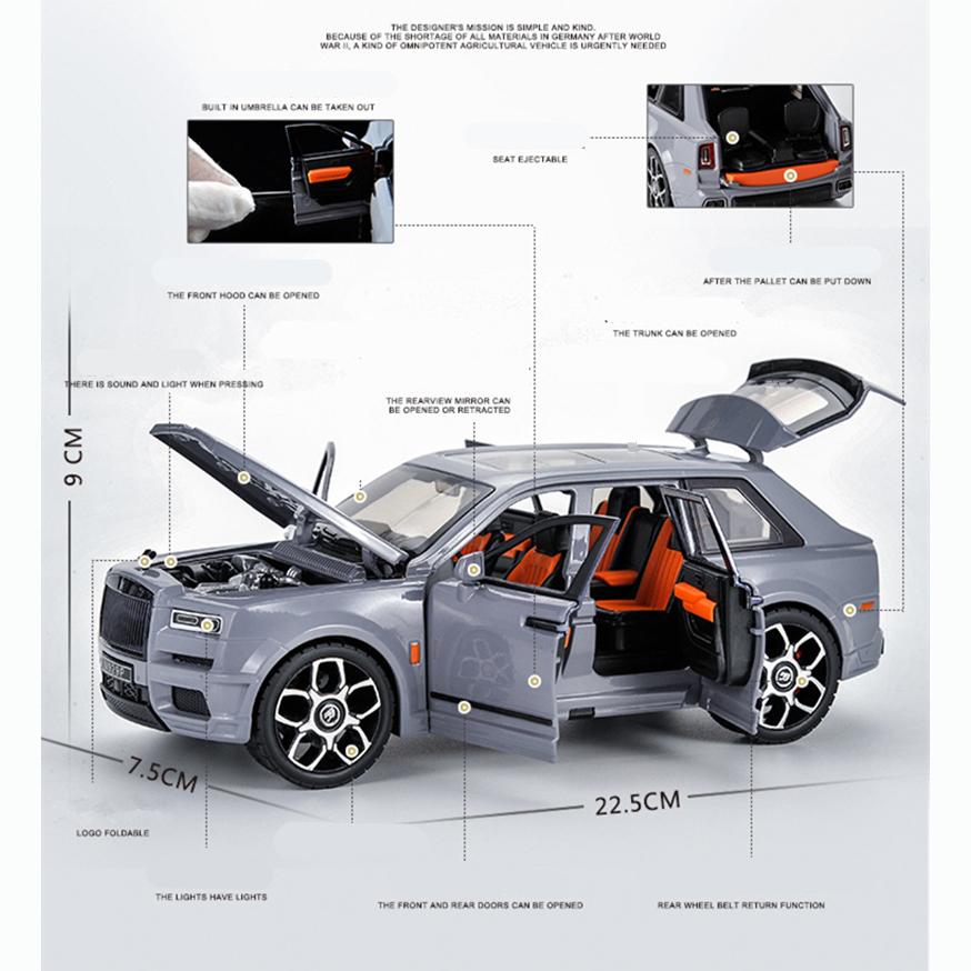 1/20 масштаб Cullinan, роскошная модель автомобиля из сплава, отлитая под давлением металлическая игрушка, автомобиль с откатным механизмом, звуком и светом для детей, коллекция подарков для взрослых