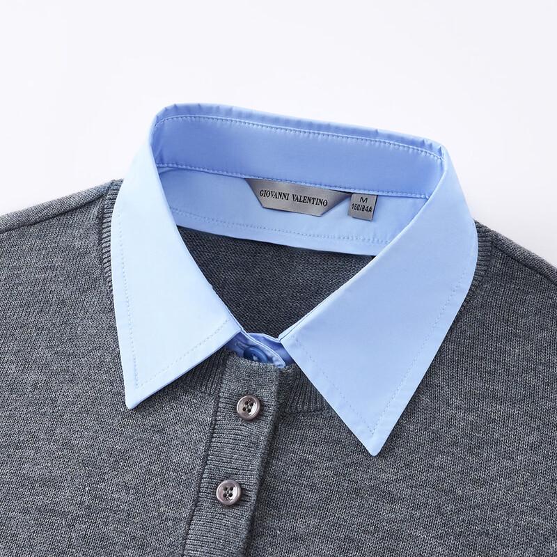 GIOVANNI VALENTINO Women's Faux Two-Piece Patchwork Polo Collar Knit Sweater