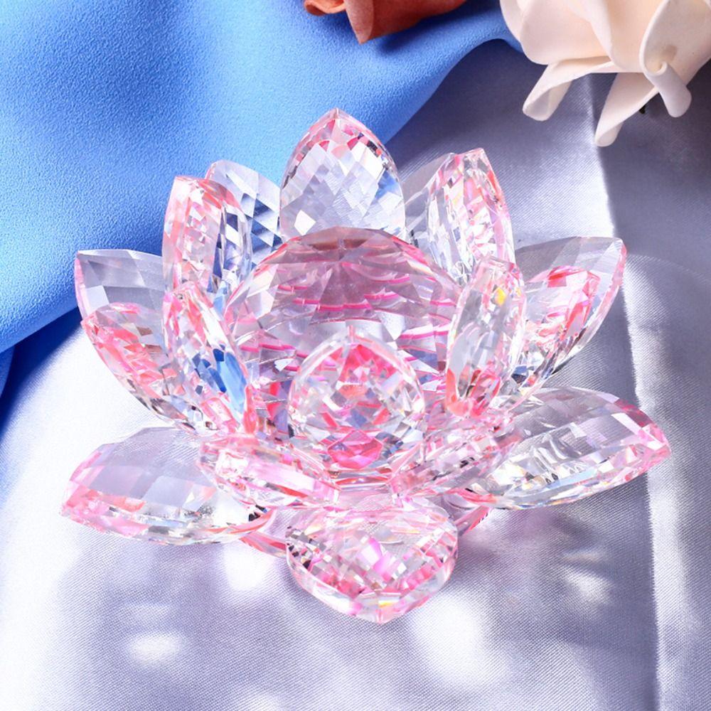 Souvenir Gifts Lotus Flower Decor Glass Craft Glass Miniature Crystal Lotus Flower Figurine