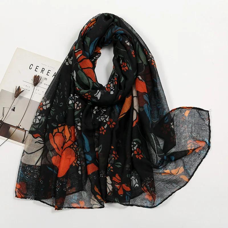New Brand Spring Women Scarf Embroider Fashion Long Scarves Cotton Winter Shawl Lady Pashmina Bandana Foulard Hijabs Female