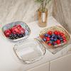Fruit Plate, Gold-Rimmed Amber Square Serving Platter, Snack & Dried Fruit Tray, Candy Nut Plate for Living Room Home Decor