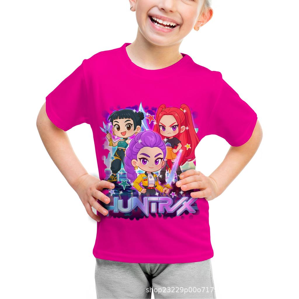 Children's casual short-sleeved T-shirt k-pop witch hunter group pattern 3D printed children's short-sleeved T-shirt