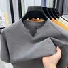 Корейская мужская повседневная и модная однотонная футболка с коротким рукавом и небольшим V-образным вырезом Удобный летний универсальный топ